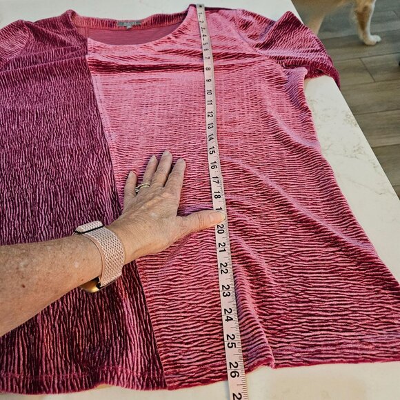 Habitat Tunic Top XL Velour Long Sleeve Raspberry Pink Velour Textured Colorful - Picture 9 of 9